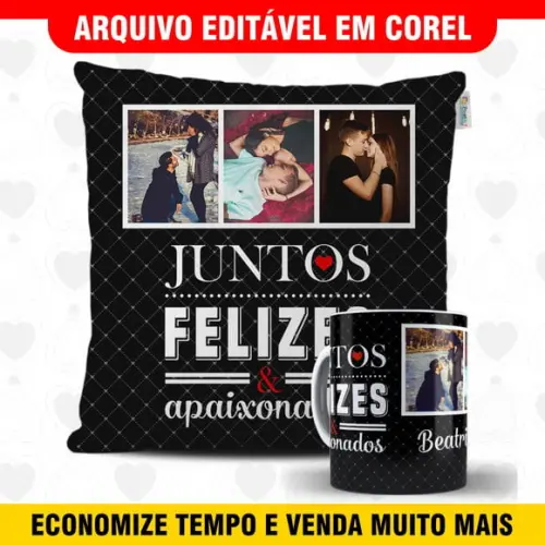 Arte para sublimação dia dos namorados Kit Caneca e Almofada
