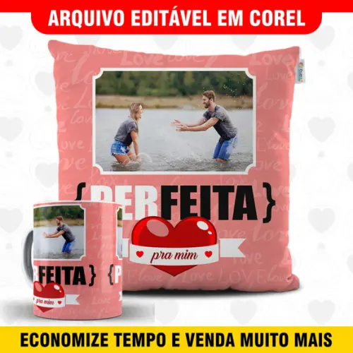 Arte para sublimação dia dos namorados Kit Caneca e Almofada