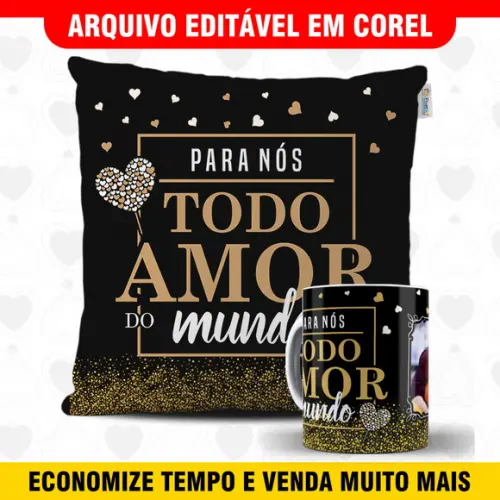 Arte para sublimação dia dos namorados Kit Caneca e Almofada