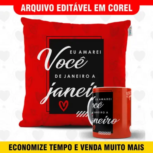 Arte para sublimação dia dos namorados Kit Caneca e Almofada