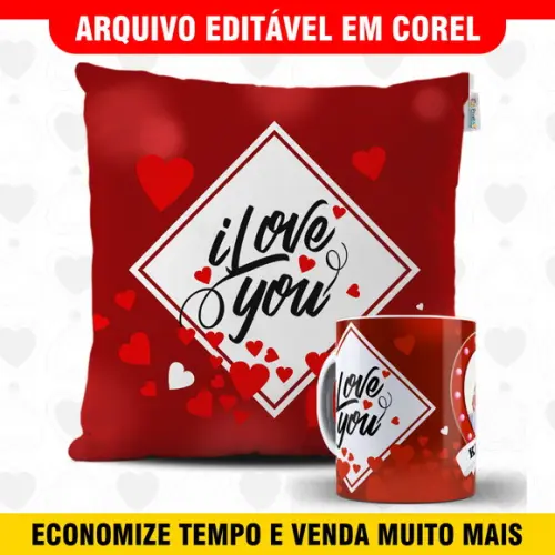 Arte para sublimação dia dos namorados Kit Caneca e Almofada