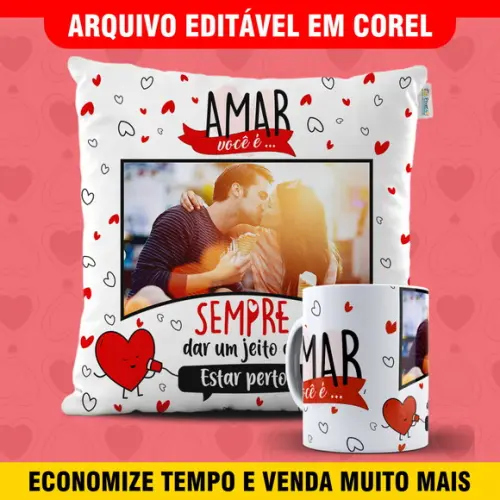 Arte para sublimação dia dos namorados Kit Caneca e Almofada