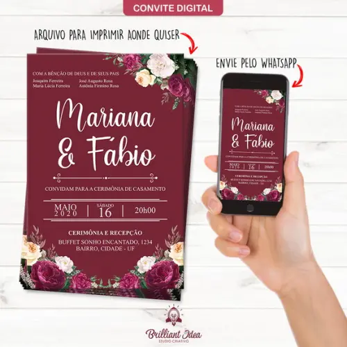 Convite Digital Casamento Marsala