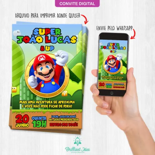 Convite Digital Aniversario Mario Bros