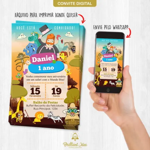 Convite Digital Mundo Bita Safari