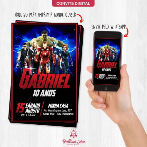 Convite Digital Vingadores Aniversario