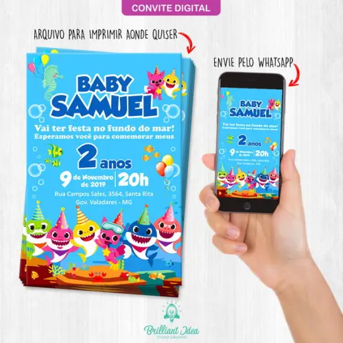 Convite Digital Aniversario Baby Shark