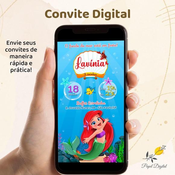 Convite Digital Pequena Sereia Modelo 5