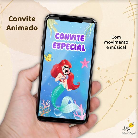 Convite Animado (vídeo) Pequena Sereia Modelo 2