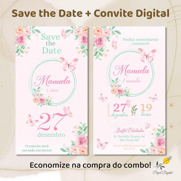 Convite + Save The Date Digital Jardim