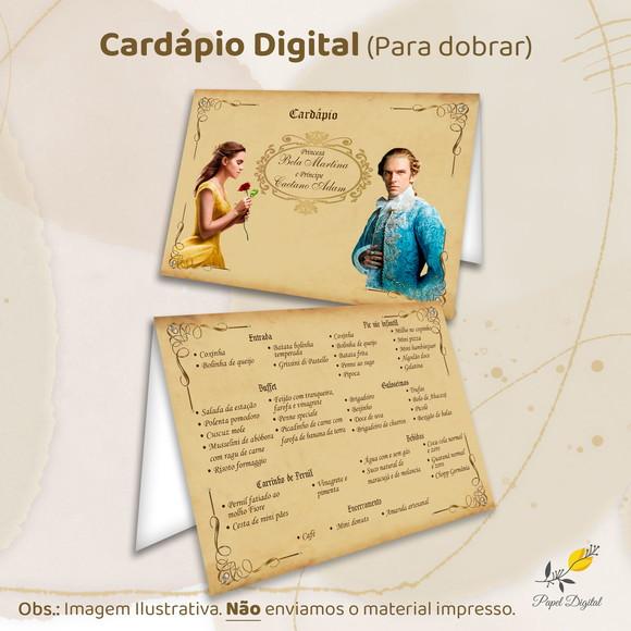 Cardápio Digital Festa Infantil Bela e a Fera Modelo 2