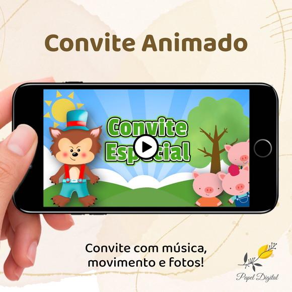 Convite Animado (vídeo) Três Porquinhos