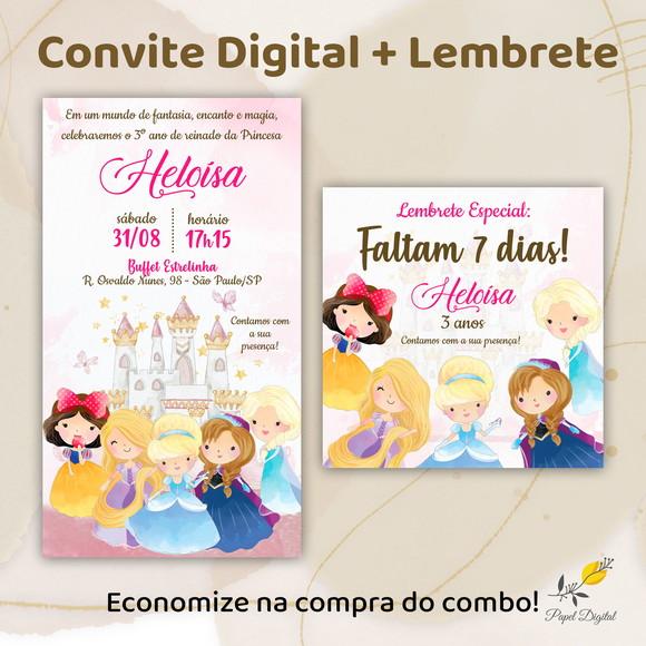 Convite + Lembrete Princesas