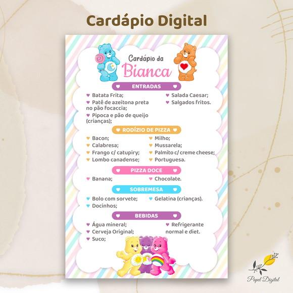 Cardápio Digital Festa Infantil Ursinhos Carinhosos