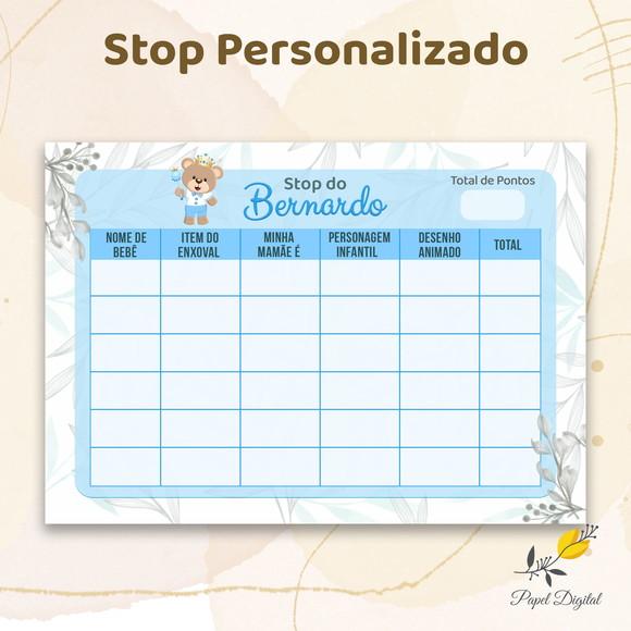 Stop Personalizado - Chá de Bebê