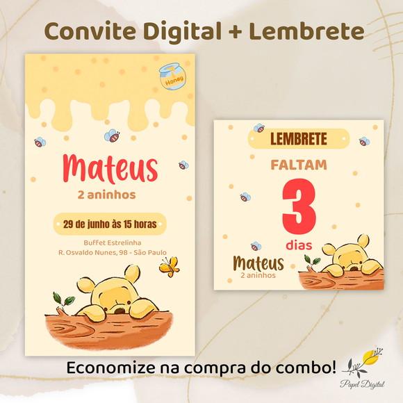 Convite + Lembrete Pooh