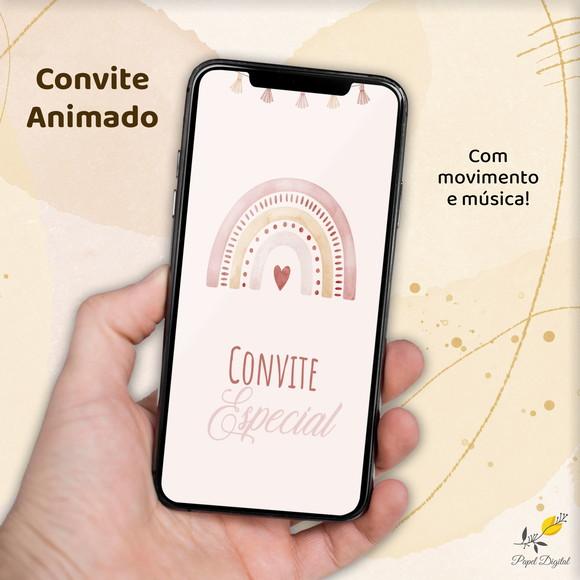 Convite Animado (vídeo) Arco Íris Boho