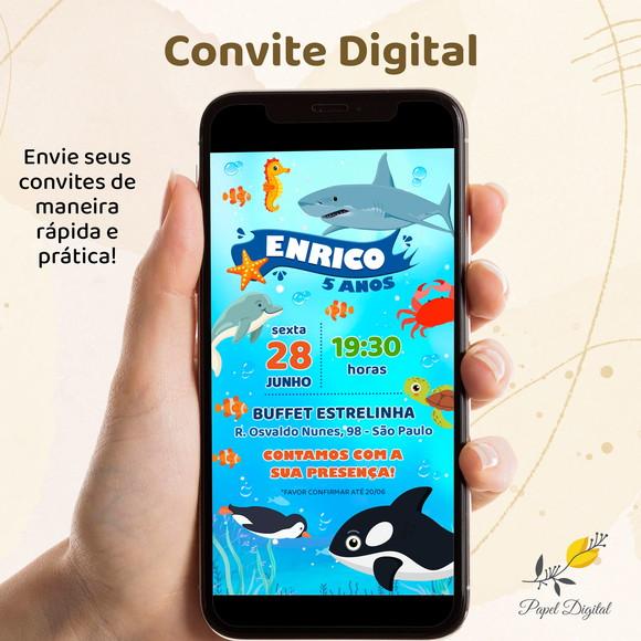 Convite Digital Fundo do Mar Modelo 6