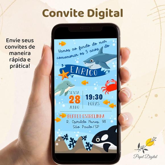 Convite Digital Fundo do Mar Modelo 7