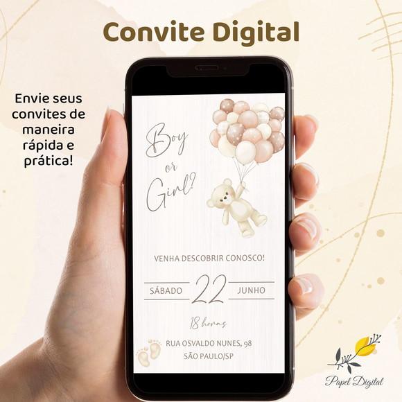 Convite Digital Chá de Revelação Modelo 14