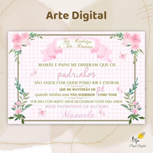Arte Digital Batizado Padrinhos Modelo 2