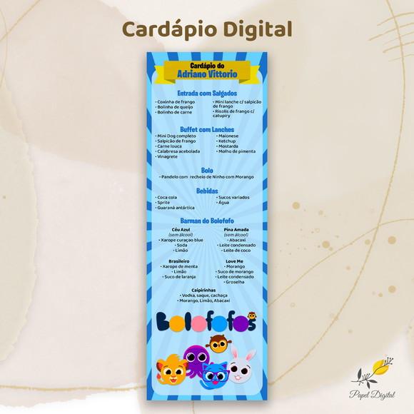 Cardápio Digital Festa Infantil Bolofofos
