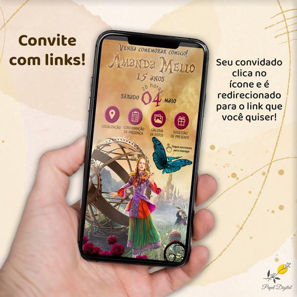 Convite Interativo Alice Através do Espelho