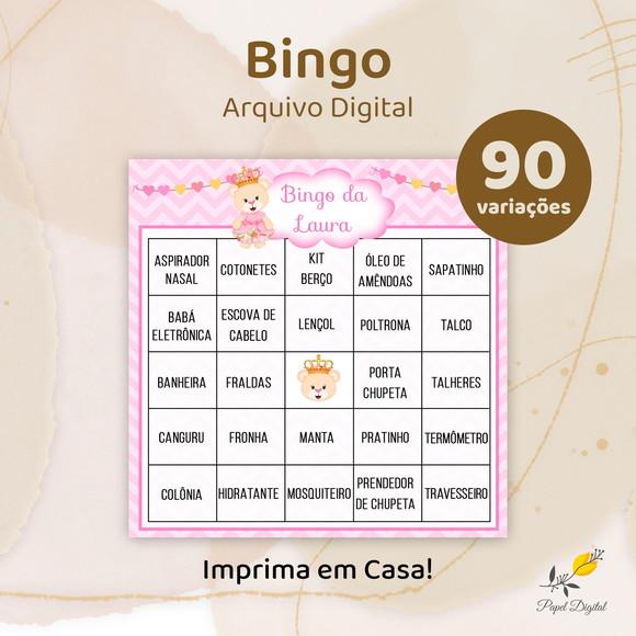 Bingo Chá de Bebê - Arquivo Digital - 90 Cartelas