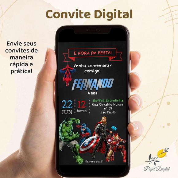 Convite Digital Vingadores Modelo 6