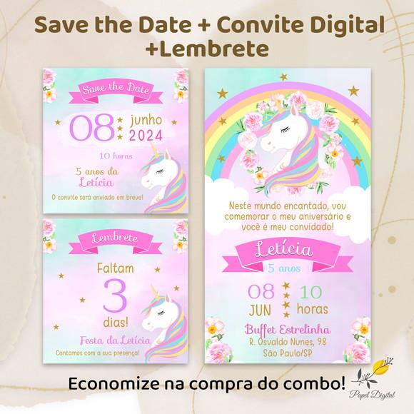 Convite + Save The Date + Lembrete Digital Pokemon