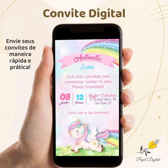 Convite Digital Unicórnio Modelo 8