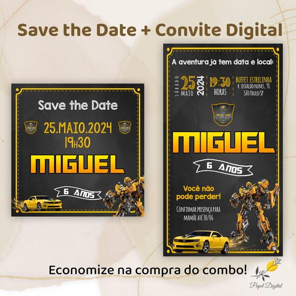 Save The Date + Convite Digital Transformers Modelo 3
