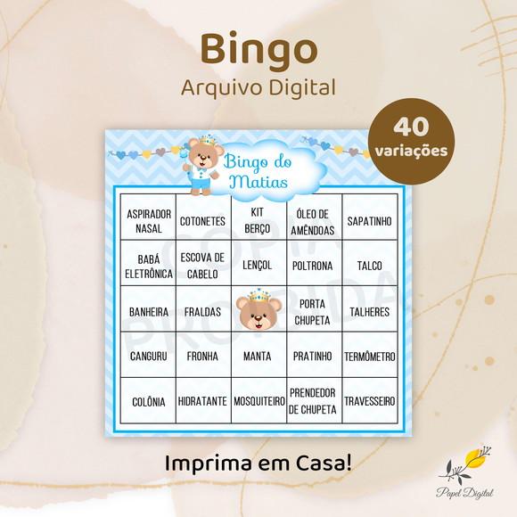 Bingo Chá de Bebê - Arquivo Digital - 40 Cartelas