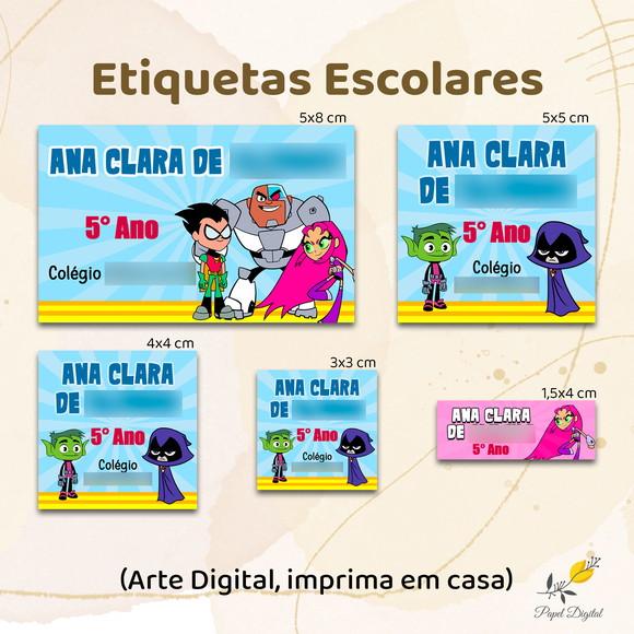 Etiquetas Escolares Jovens Titãs - Arte Digital