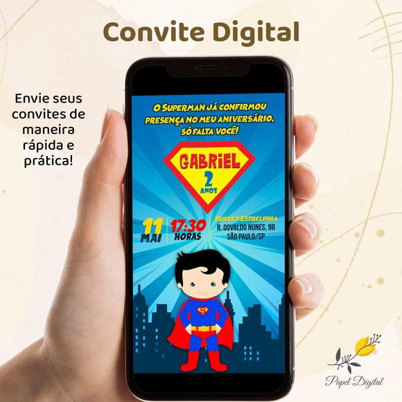 Convite Digital Super Homem Modelo 3