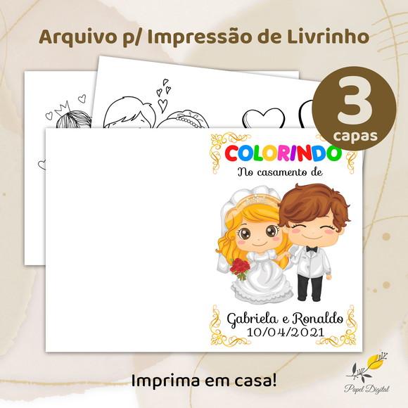 Livrinho de Colorir - Casamento (arquivo Digital) 3 Capas