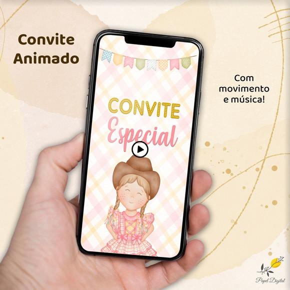 Convite Animado (vídeo) Festa Junina Modelo 2 Menina