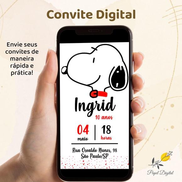 Convite Digital Snoopy Modelo 3