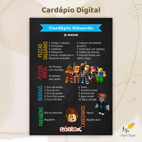 Cardápio Digital Festa Infantil Roblox