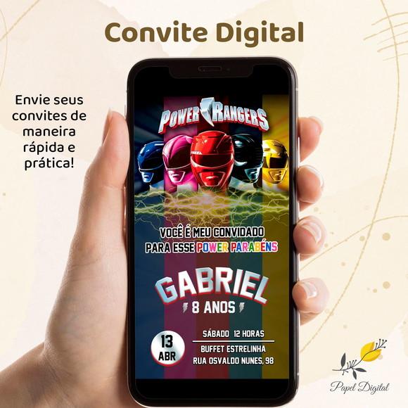 Convite Digital Power Rangers Modelo 8