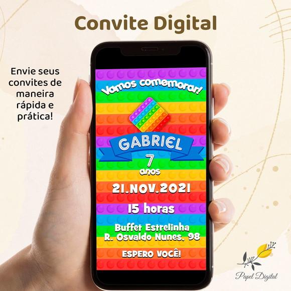 Convite Digital Pop It Modelo 5