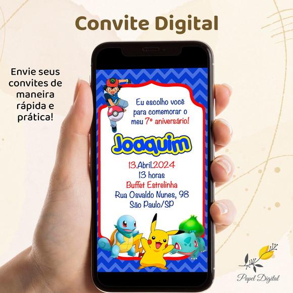 Convite Digital Pokemon Modelo 9