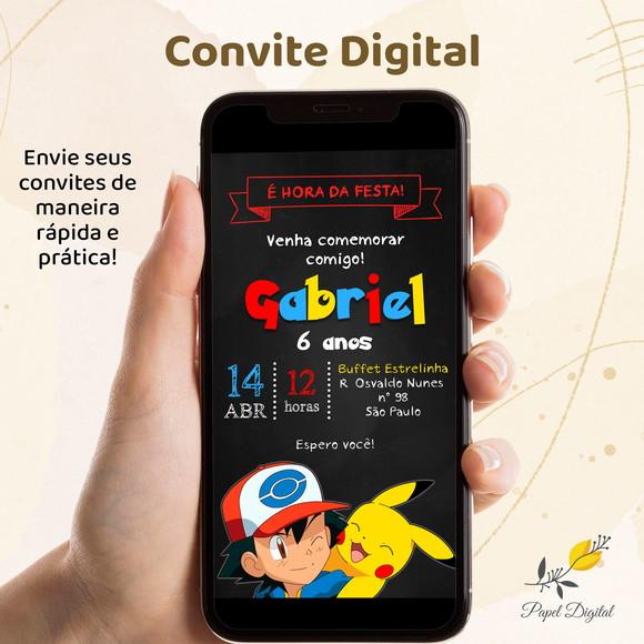 Convite Digital Pokemon Modelo 7