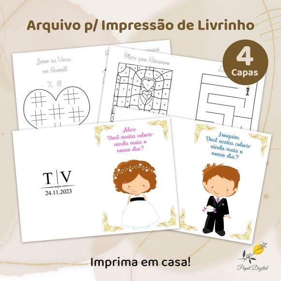 Livrinho de Atividades - Casamento (arquivo Digital) 4 Capas