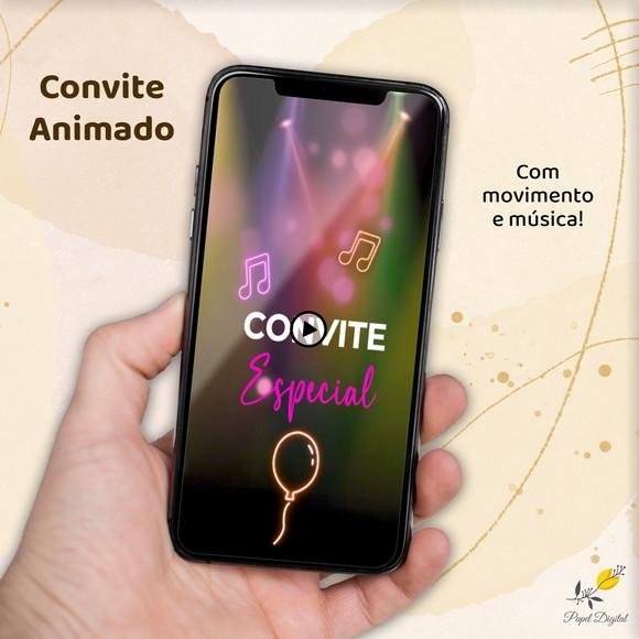 Convite Animado (vídeo) Neon Modelo 2