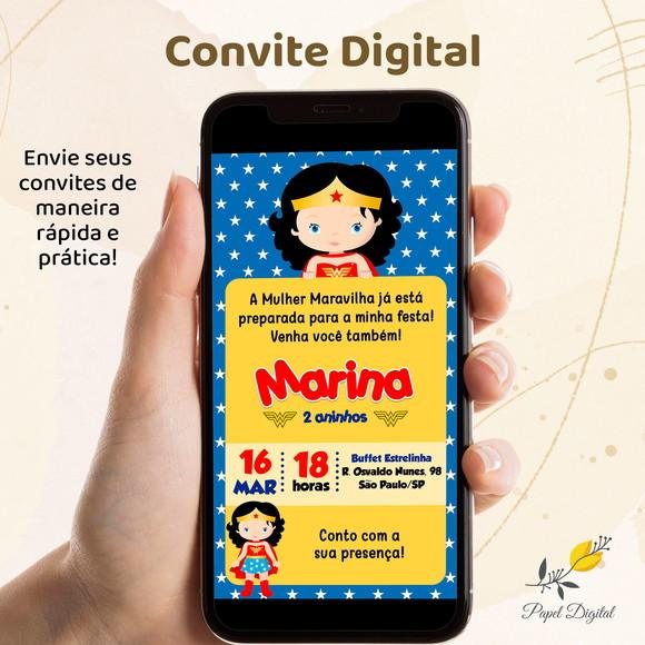 Convite Digital Mulher Maravilha Modelo 8