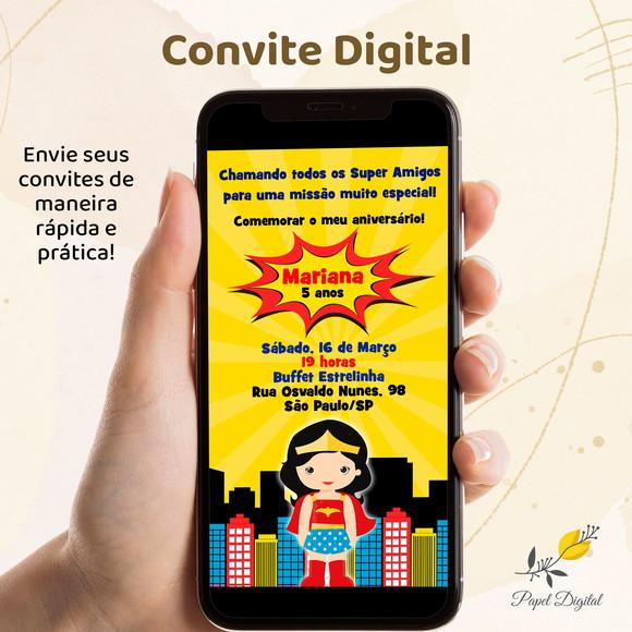 Convite Digital Mulher Maravilha Modelo 7