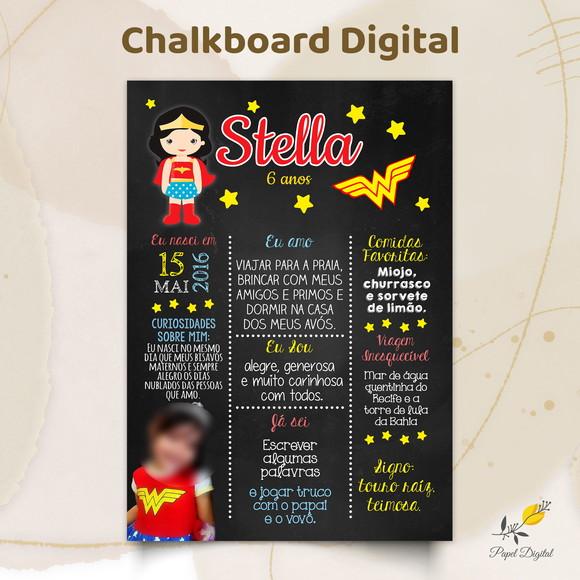 Chalkboard Digital Mulher Maravilha Modelo 3