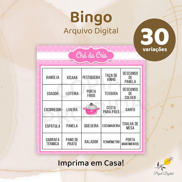 Bingo Chá de Cozinha - Arquivo Digital 30 Cartelas