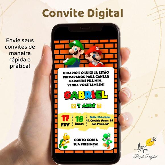 Convite Digital Super Mario Modelo 5